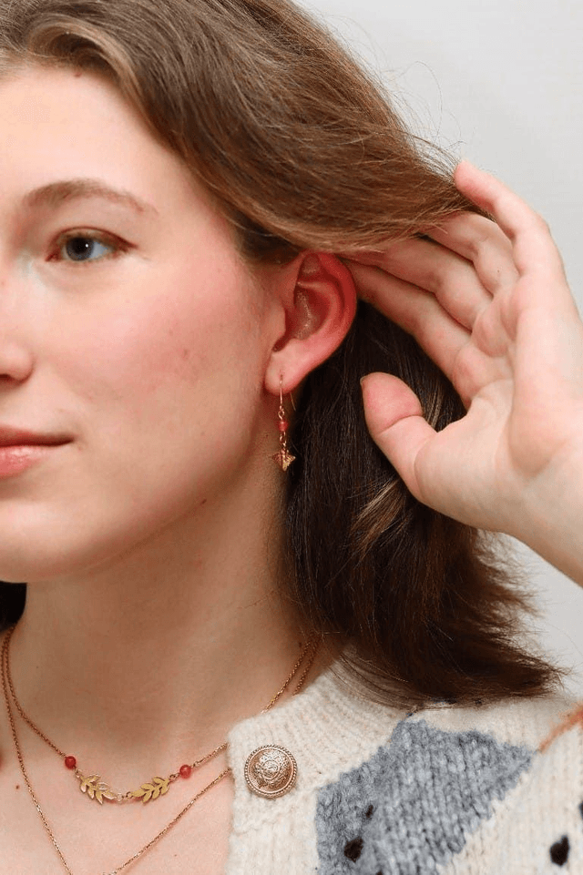 Boucles d'oreilles asymétriques Aristée - Cornaline