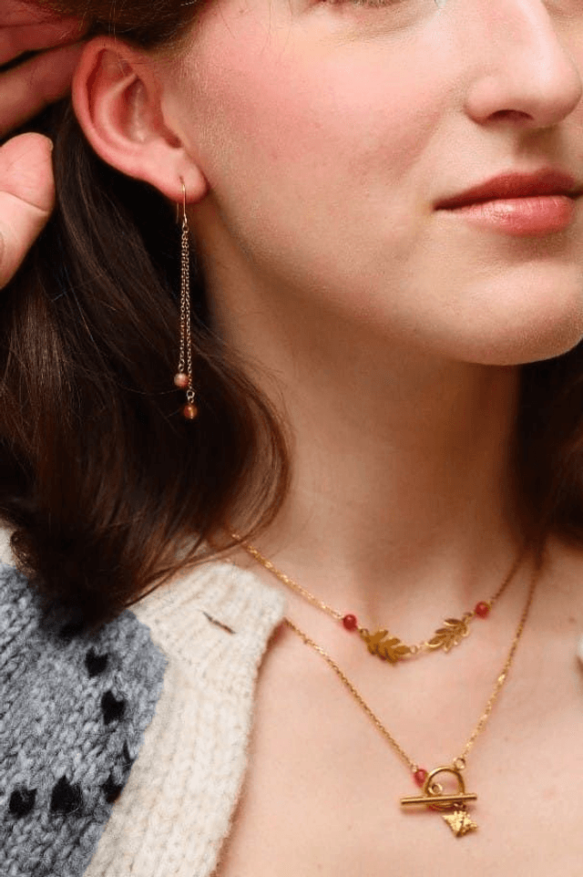 Boucles d'oreilles asymétriques Aristée - Cornaline
