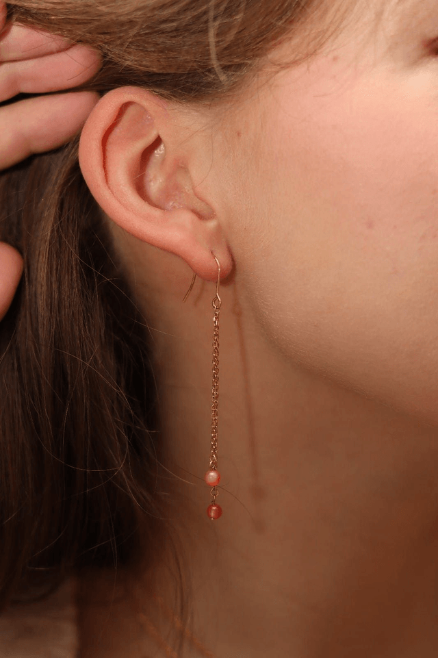 Boucles d'oreilles asymétriques Aristée - Cornaline