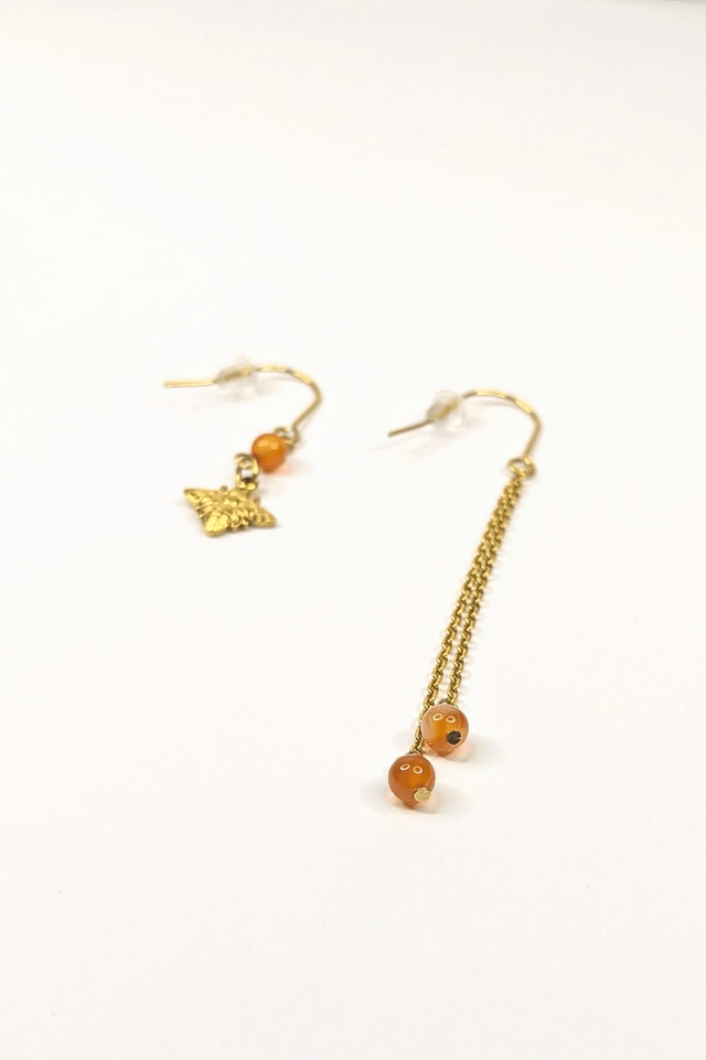 Boucles d'oreilles asymétriques Aristée - Cornaline