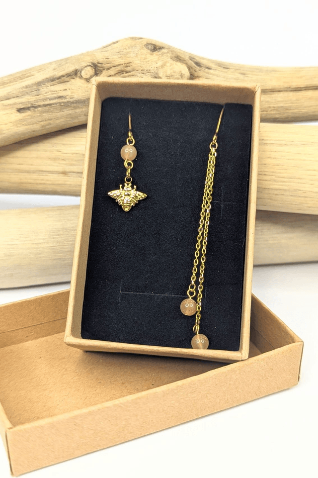 Boucles d'oreilles asymétriques Aristée - Pierre de lune