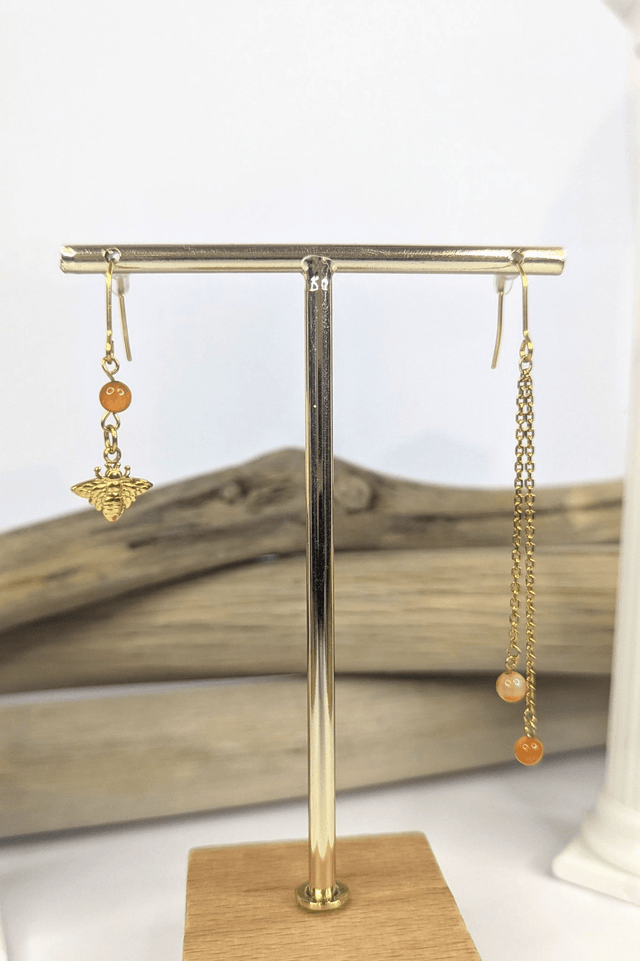 Boucles d'oreilles asymétriques Aristée - Cornaline