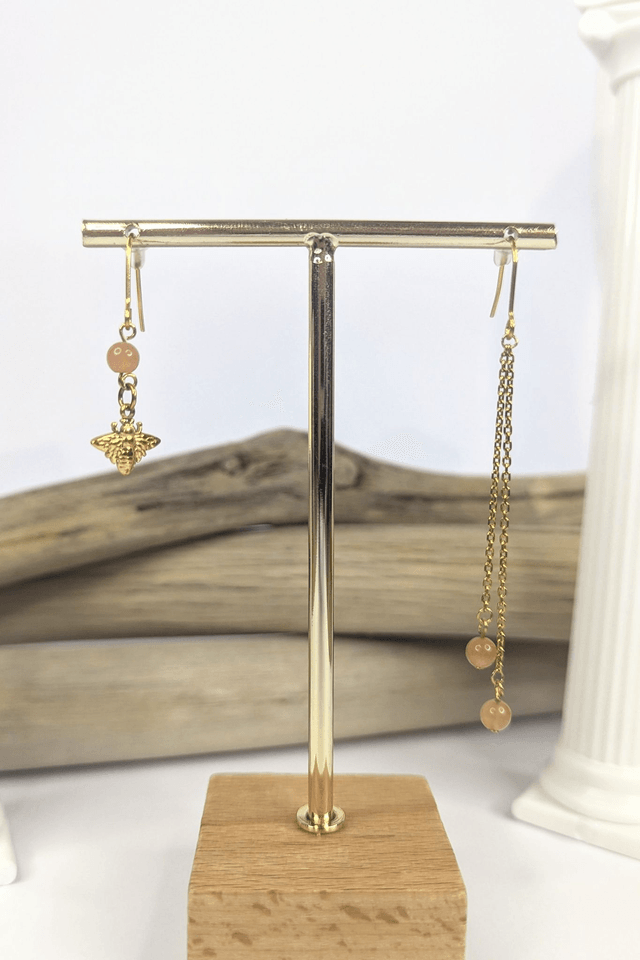 Boucles d'oreilles asymétriques Aristée - Pierre de lune